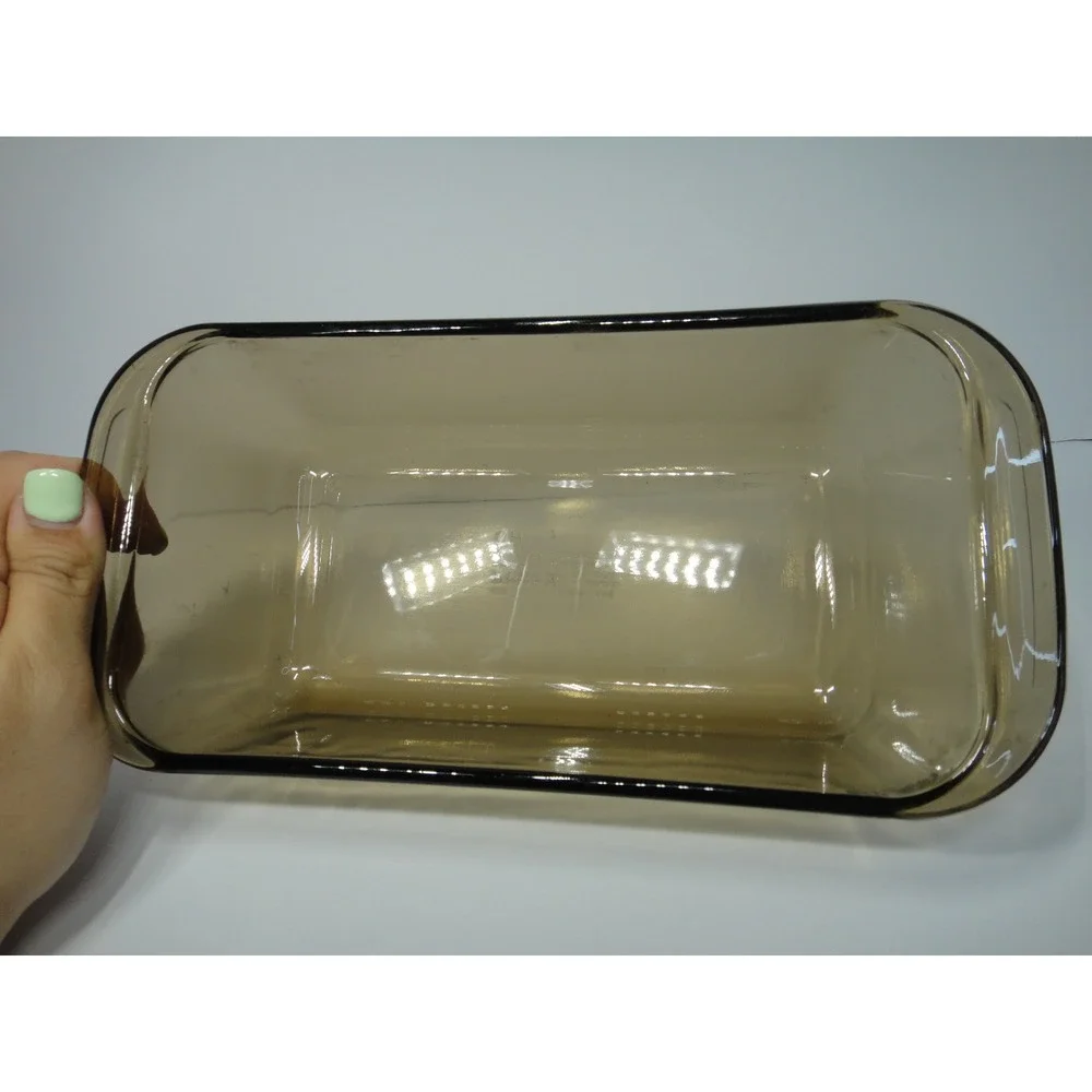 Pyrex Visions Amber Brown Glass Loaf Pan 1.5L Rectangular Baking Dish #213 VTG
